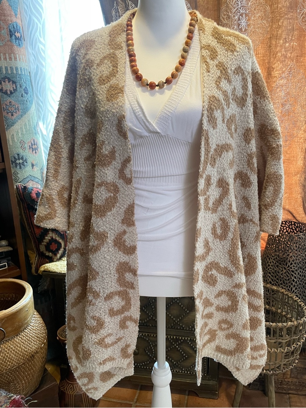 Chic chicos style soft leopard lagenlook kimono cardigan Cover OS poncho